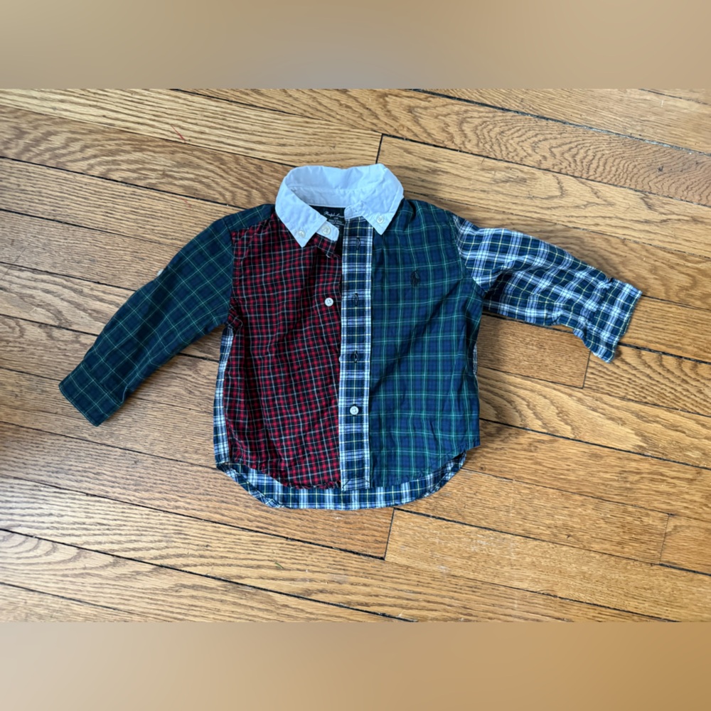 Ralph Lauren Plaid Button Down Shirt - Size 12 Months